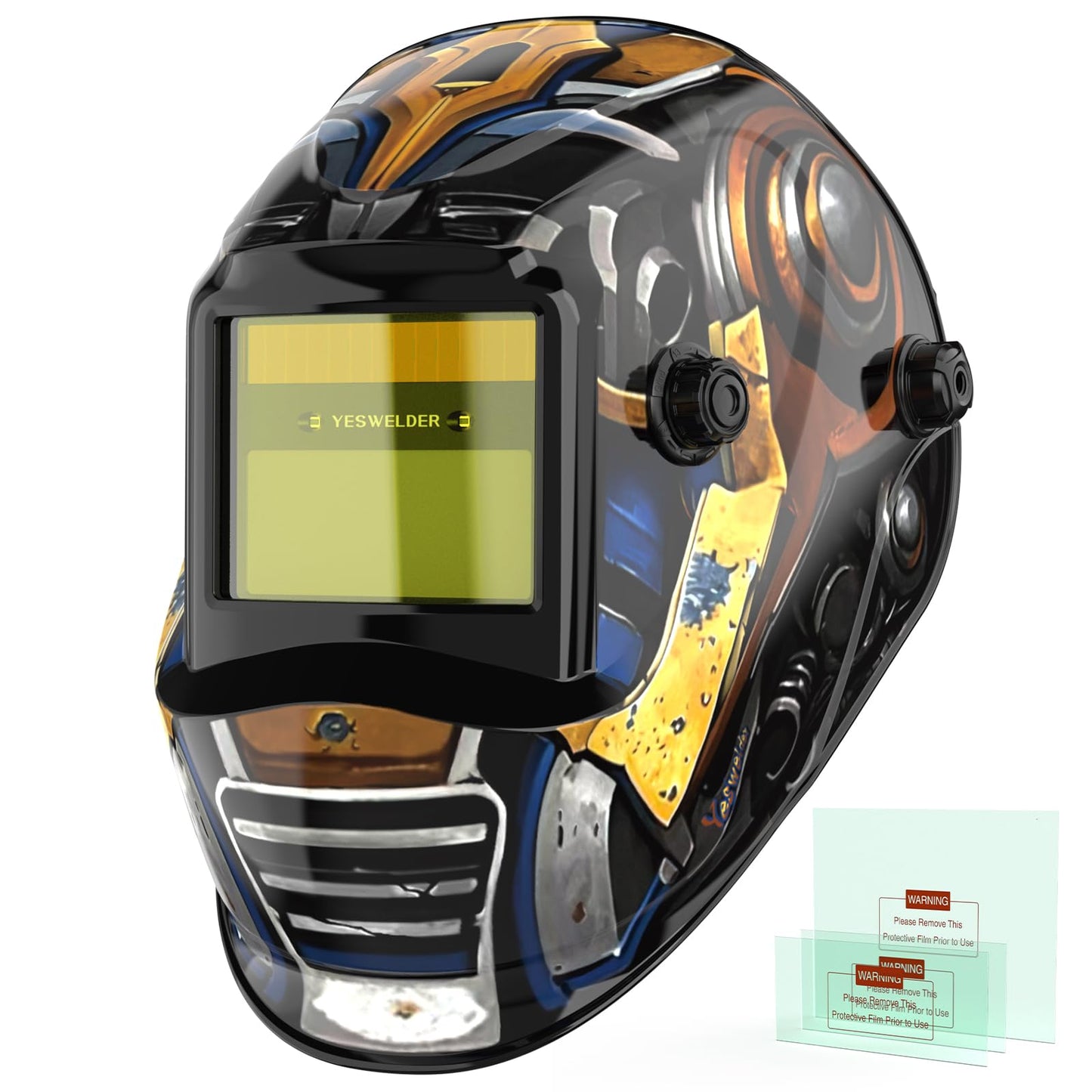 YESWELDER True Color Solar Powered Auto Darkening Welding Helmet, Wide Shade 3.5/9-13 for TIG MIG ARC Grind Welding Hood Helmet