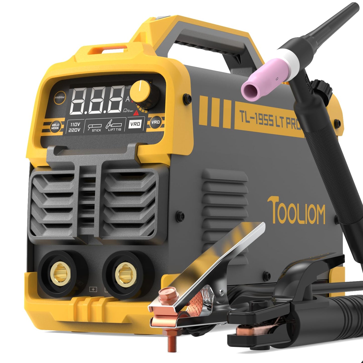TOOLIOM 195A Stick Welder 110/220V Dual Voltage Lift TIG Welder LCD Display IGBT Inverter with Hot Start Arc Force VRD Welding Machine fits 5/32in. (4mm) Welding Rods