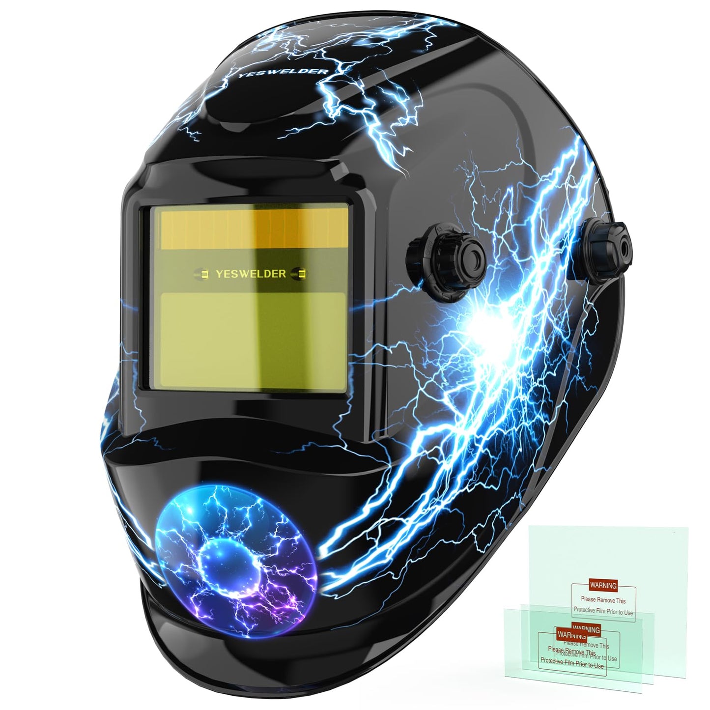 YESWELDER True Color Solar Powered Auto Darkening Welding Helmet, Wide Shade 3.5/9-13 for TIG MIG ARC Grind Welding Hood Helmet