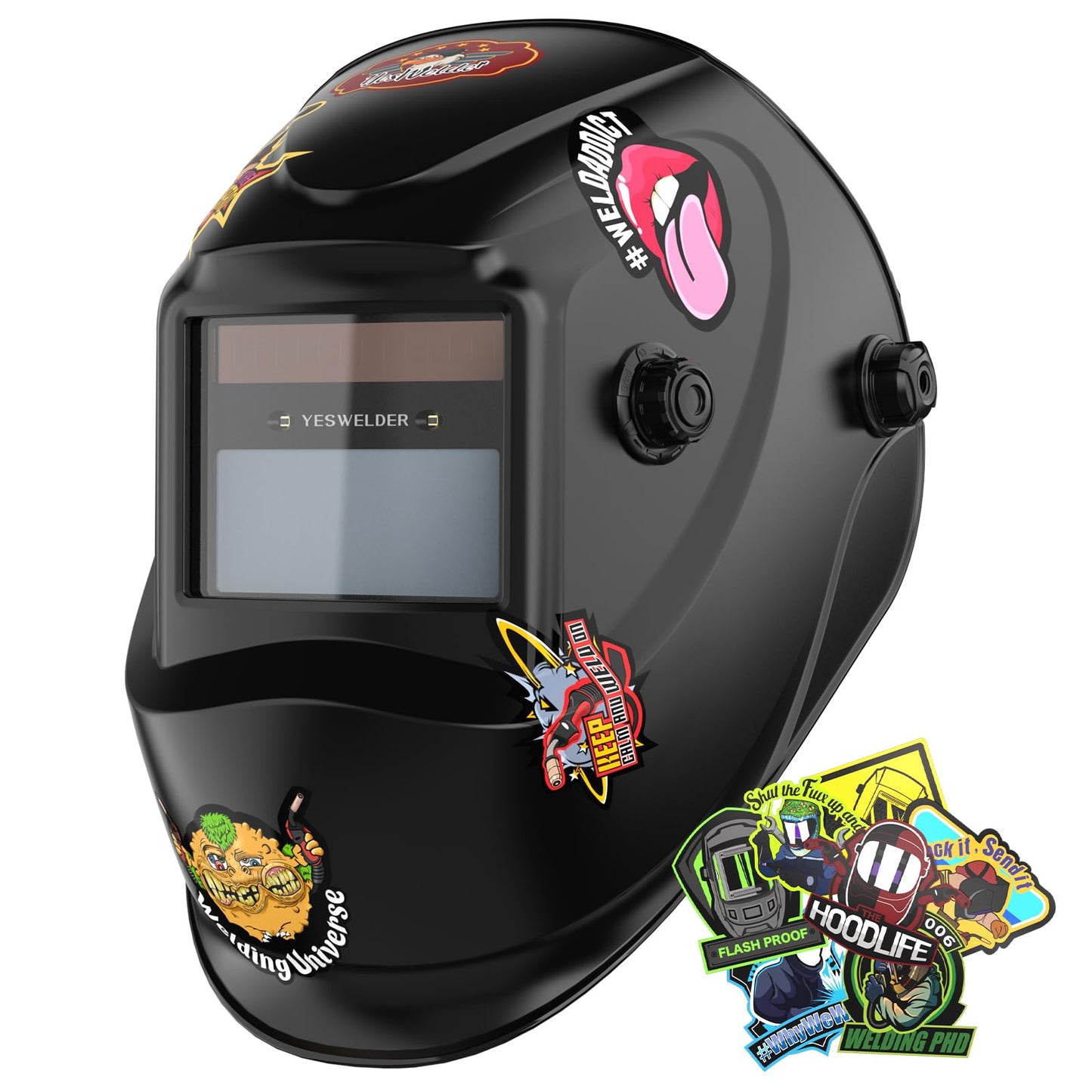 YESWELDER True Color Solar Powered Auto Darkening Welding Helmet, Wide Shade 3.5/9-13 for TIG MIG ARC Grind Welding Hood Helmet