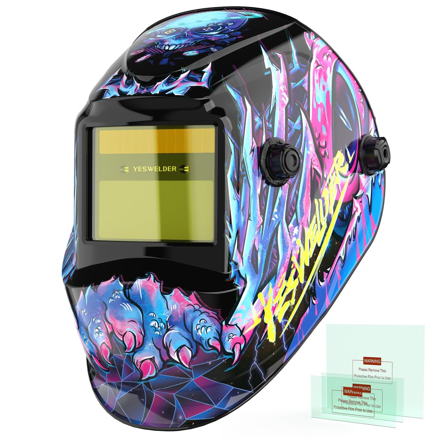 YESWELDER True Color Solar Powered Auto Darkening Welding Helmet, Wide Shade 3.5/9-13 for TIG MIG ARC Grind Welding Hood Helmet