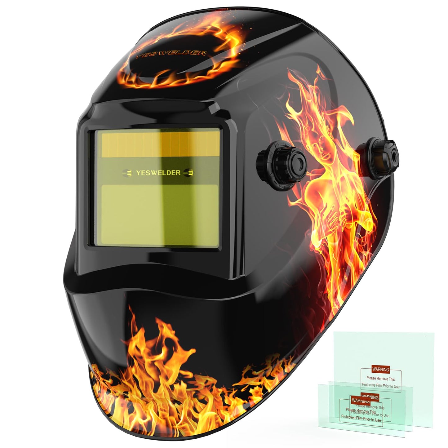 YESWELDER True Color Solar Powered Auto Darkening Welding Helmet, Wide Shade 3.5/9-13 for TIG MIG ARC Grind Welding Hood Helmet