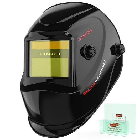 YESWELDER True Color Solar Powered Auto Darkening Welding Helmet, Wide Shade 3.5/9-13 for TIG MIG ARC Grind Welding Hood Helmet