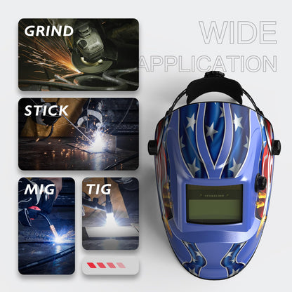 YESWELDER True Color Solar Powered Auto Darkening Welding Helmet, Wide Shade 3.5/9-13 for TIG MIG ARC Grind Welding Hood Helmet