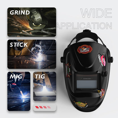 YESWELDER True Color Solar Powered Auto Darkening Welding Helmet, Wide Shade 3.5/9-13 for TIG MIG ARC Grind Welding Hood Helmet