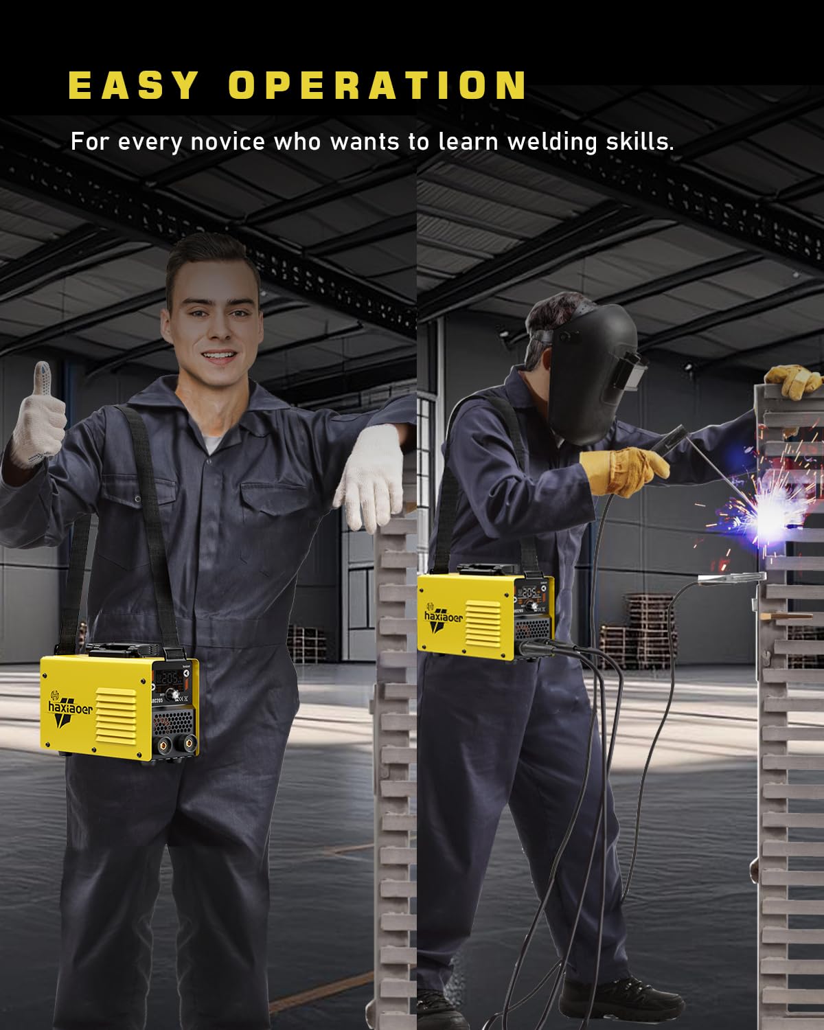 haxiaoer Actual 205A Stick Welder, [Friendly Large LED Dispaly] Synergy 2 In 1 MMA/Lift TIG Welding Machine Dual Voltage ARC Welder Kit 110V/220V with ARC Force, Hot Start, VRD and 10 Welding Rods