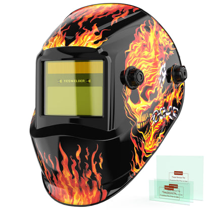 YESWELDER True Color Solar Powered Auto Darkening Welding Helmet, Wide Shade 3.5/9-13 for TIG MIG ARC Grind Welding Hood Helmet