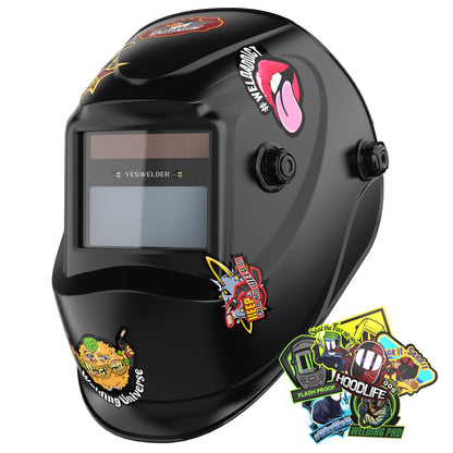 YESWELDER True Color Solar Powered Auto Darkening Welding Helmet, Wide Shade 3.5/9-13 for TIG MIG ARC Grind Welding Hood Helmet