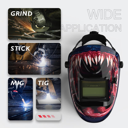 YESWELDER True Color Solar Powered Auto Darkening Welding Helmet, Wide Shade 3.5/9-13 for TIG MIG ARC Grind Welding Hood Helmet