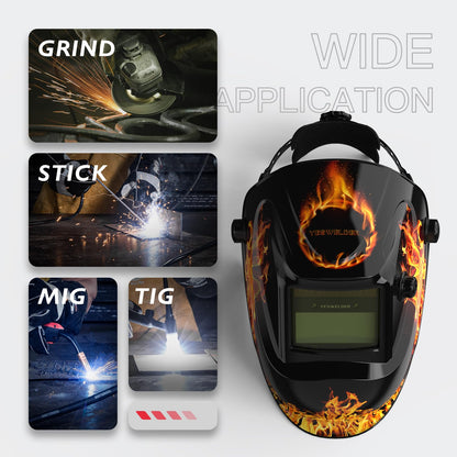 YESWELDER True Color Solar Powered Auto Darkening Welding Helmet, Wide Shade 3.5/9-13 for TIG MIG ARC Grind Welding Hood Helmet